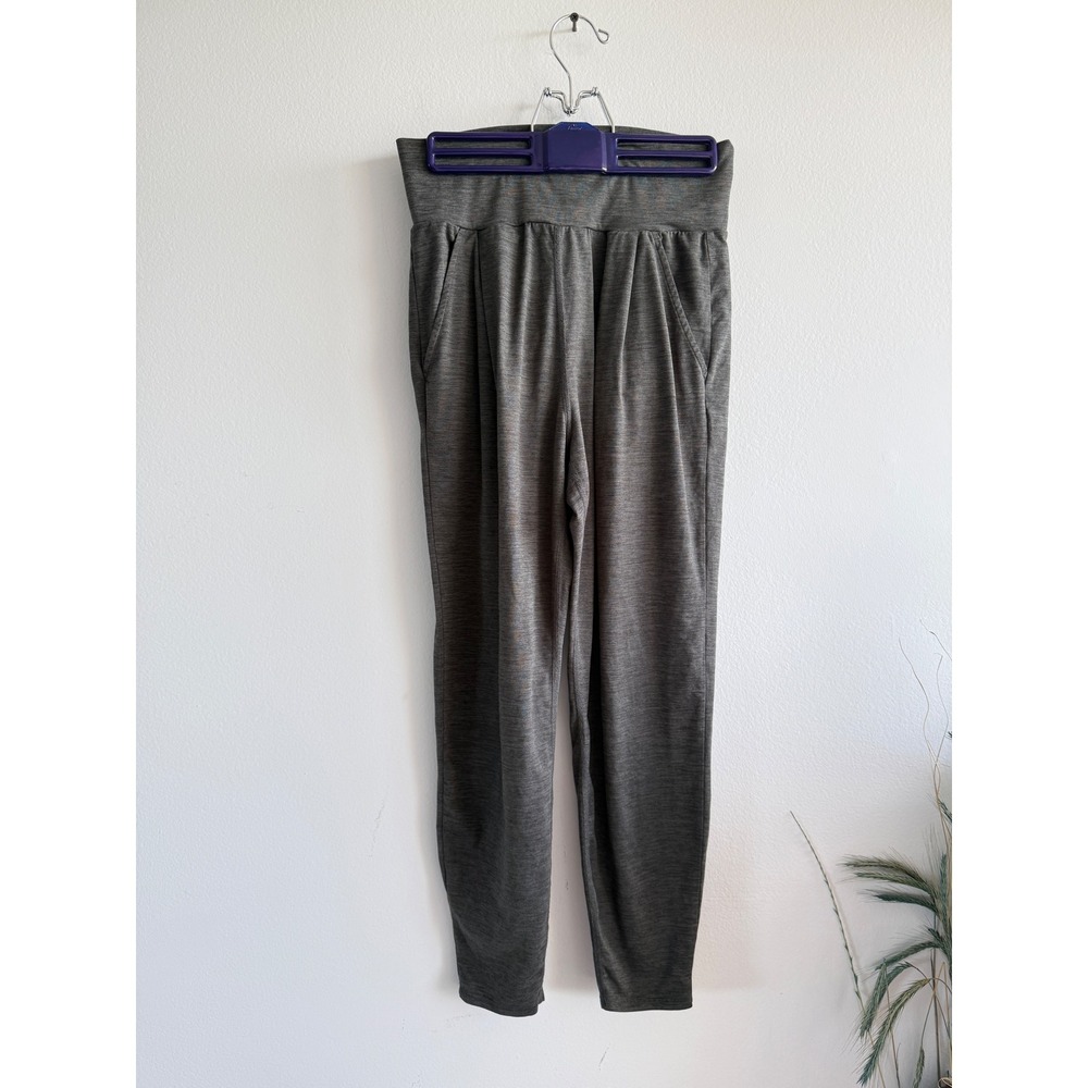 Vuori Womens Heathered Charcoal Gray Pleated High Rise Tapered Joggers Pants